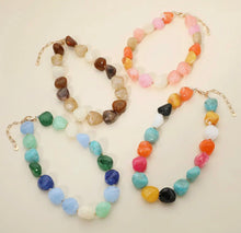 Load image into Gallery viewer, Neutral Chunky Marbled Resin Pebble Beaded Statement Necklace