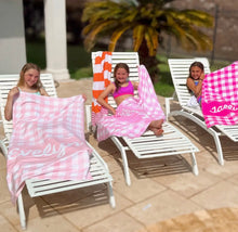 Load image into Gallery viewer, Personalized Gingham Beach Towel - ( 2 weeks from order)