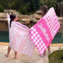 Load image into Gallery viewer, Personalized Gingham Beach Towel - ( 2 weeks from order)