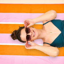 Load image into Gallery viewer, Darling Effect- XL Quick-Dry Beach Towel–Sicily Stripes Pink