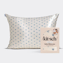 Load image into Gallery viewer, Standard Satin Pillowcase - Pearlized Cream & Coastal Blue Print