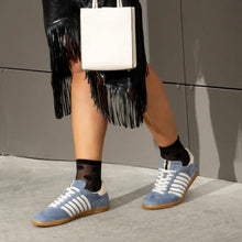 Load image into Gallery viewer, STEVIE- Shu Shop Suede blue retro inspired sneakers LLL