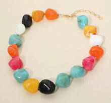 Load image into Gallery viewer, RESTOCK !! Multicolor Chunky Marbled Resin Pebble Beaded Statement Necklace