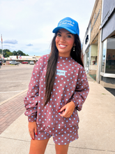 Load image into Gallery viewer, Brown & Blue Dot Delta Mockneck Set