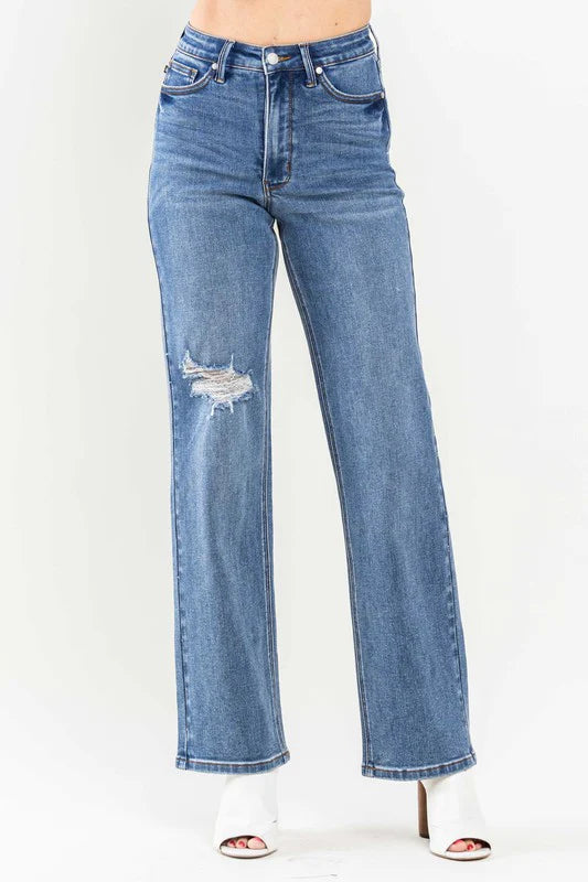 Judy Blue Tummy Control 90s Straight Leg Jeans - Bloom and Company