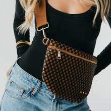 Load image into Gallery viewer, RESTOCK Pretty Simple-Westlyn Woven Brown/Camel checkered Guitar strap Bum Bag