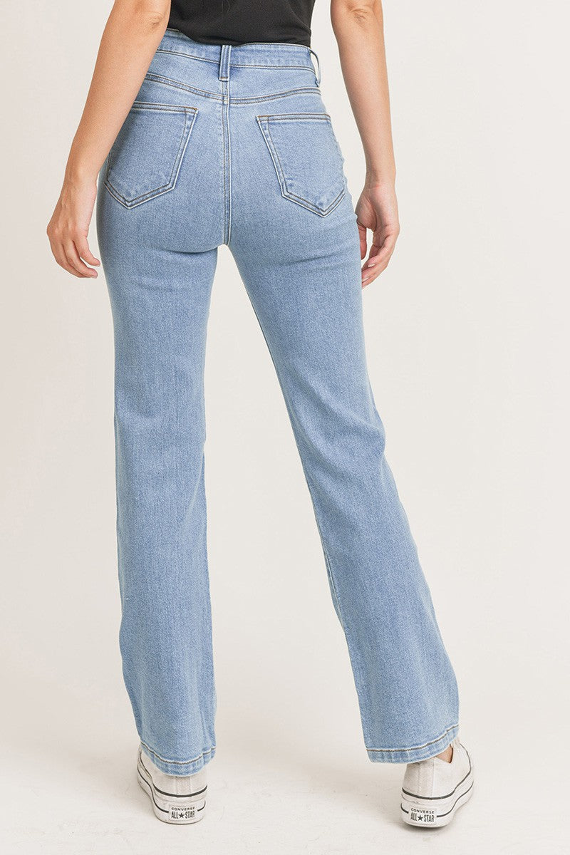 RISEN JEANS- 90s High Rise light wash straight leg jeans