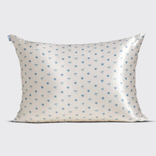 Load image into Gallery viewer, Standard Satin Pillowcase - Pearlized Cream & Coastal Blue Print