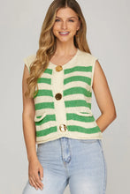 Load image into Gallery viewer, Lara- Boxy Kelly green striped sweater vest
