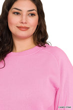 Load image into Gallery viewer, Plus Morgan- Candy Pink Ribbed side raglan sweatshirt
