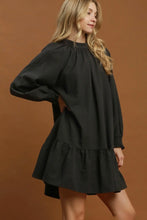 Load image into Gallery viewer, UMGEE- Black balloon sleeve back bow tie dress
