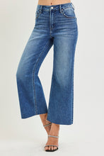 Load image into Gallery viewer, RISEN JEANS- Tummy control High Rise Raw hem wide leg cropped jeans
