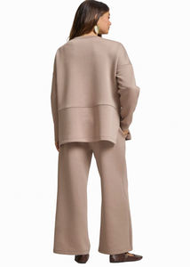 Plus Eva- Cappucino scuba modal two piece set