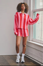 Load image into Gallery viewer, Vertical striped crop rugby top and shorts set
