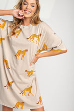 Load image into Gallery viewer, SAFARI- Khaki cheetah print oversized tshirt dress with pockets
