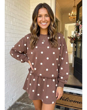 Load image into Gallery viewer, Toffee polka dot skort two piece set
