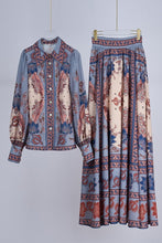 Load image into Gallery viewer, Isabella set- Floral print long sleeve shirt and skirt set
