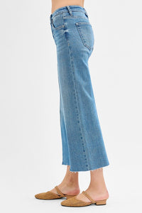 Plus RISEN jeans - Tummy Control Mid Rise Cropped wide front slit jeans pwc21180