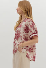 Load image into Gallery viewer, Azaya- Burgundy botanical print oversized dolman sleeve top
