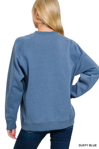 Morgan- Dusty Blue Ribbed side raglan sweatshirt