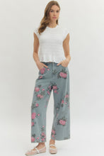 Load image into Gallery viewer, Light wash wide leg floral print jeans
