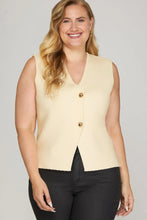 Load image into Gallery viewer, IZET Curvy sizes- Cream sleeveless vest featuring gold buttons
