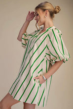 Load image into Gallery viewer, Layla- Kelly Green stripe mini shift dress
