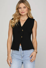 Load image into Gallery viewer, IZET- Black sleeveless vest featuring gold buttons
