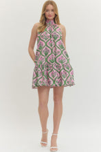 Load image into Gallery viewer, Garden- Pink botanical print sleeveless tie back dress
