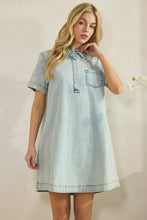 Load image into Gallery viewer, Vintage light wash denim shirt dress
