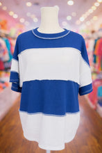 Load image into Gallery viewer, Chunky stripe navy boxy top
