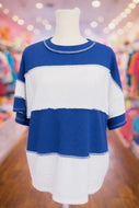 Chunky stripe navy boxy top