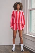 Load image into Gallery viewer, Vertical striped crop rugby top and shorts set
