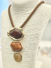 Load image into Gallery viewer, PENDANT - 3-Tier Stone Pendant (brown) NK553
