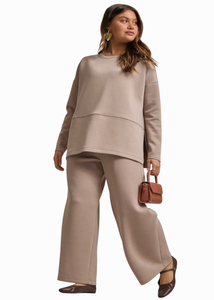 Plus Eva- Cappucino scuba modal two piece set