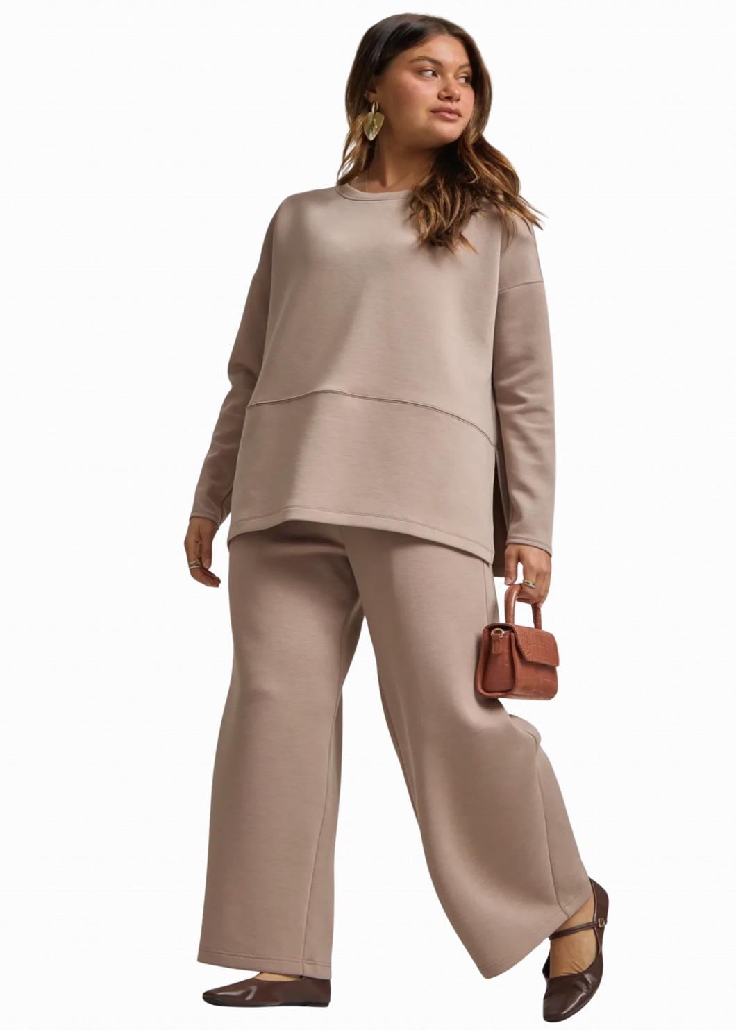 Plus Eva- Cappucino scuba modal two piece set