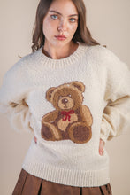 Load image into Gallery viewer, Best seller!! Cream Teddy Bear crewneck sweater
