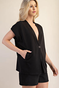 Valia- Oversized Black boyfriend Vest