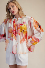 Load image into Gallery viewer, Natali- Floral print voluminous button up blouse

