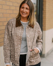 Load image into Gallery viewer, Mocha corduroy collared Bambi denim jacket
