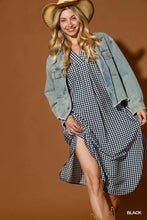 Load image into Gallery viewer, UMGEE Gingham print black midi length dress
