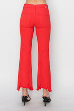 Load image into Gallery viewer, PLUS RISEN JEANS- Mid Rise straight distressed hem fiesta red pants RDP5813X
