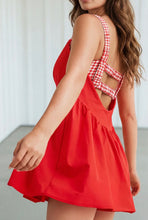 Load image into Gallery viewer, Gingham print/ red romper-dress
