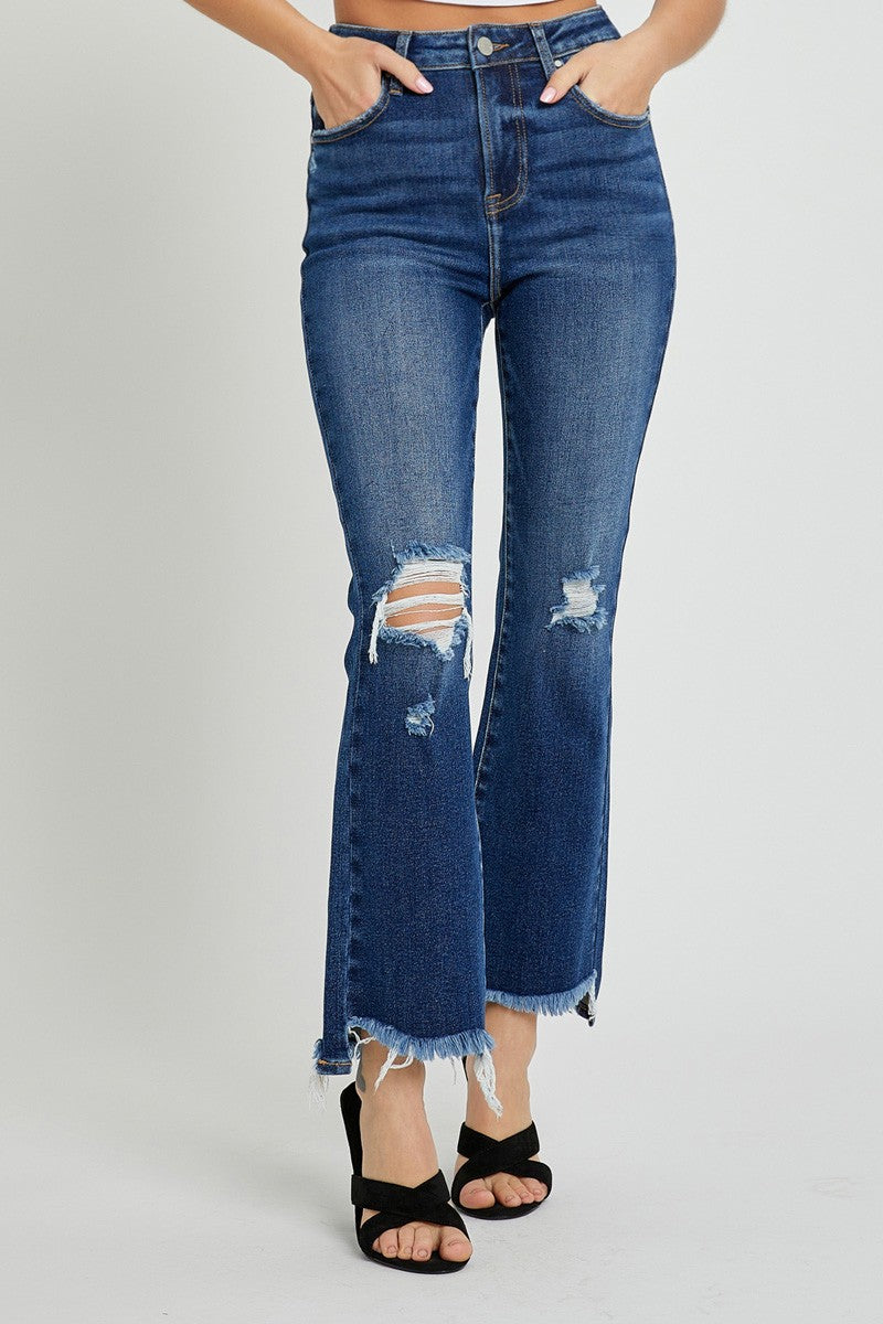 Falling In Love High Rise Cropped Kick Flare Jeans, Redwood