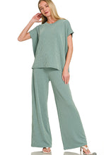 Load image into Gallery viewer, Sage Two piece ribbed wide leg set
