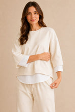 Load image into Gallery viewer, Winter white Layering effect Barel pants two piece set

