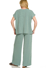 Load image into Gallery viewer, Sage Two piece ribbed wide leg set
