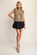 Load image into Gallery viewer, Lyndy- Taupe thick knit Gold Button Vest

