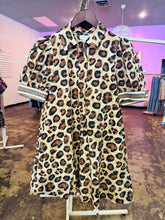 Load image into Gallery viewer, LIZA- Large leopard print dress with a stipe hem detail
