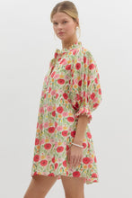 Load image into Gallery viewer, GLORY- Floral print elasticated ¾ sleeve pullover mini swing dress
